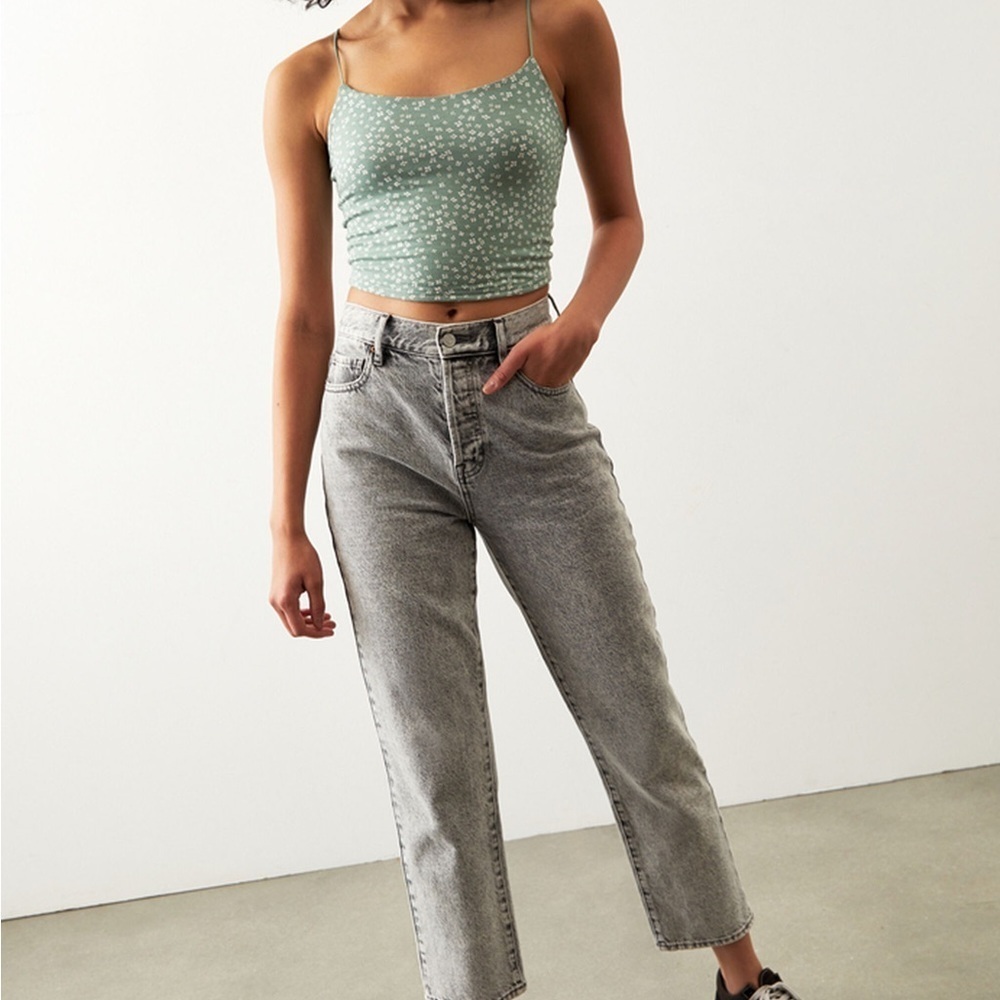 Pacsun Basics green Floral Square Neck Tank/Cami xs sexy summer spaghetti straps - Picture 6 of 10